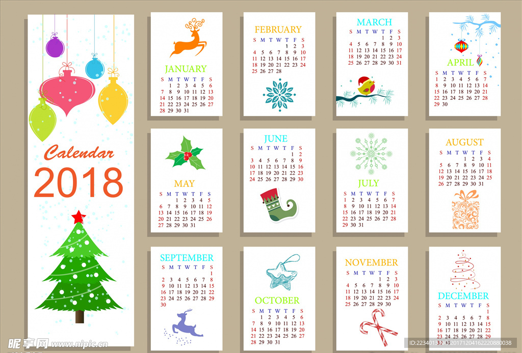 2018日历设计 圣诞日历