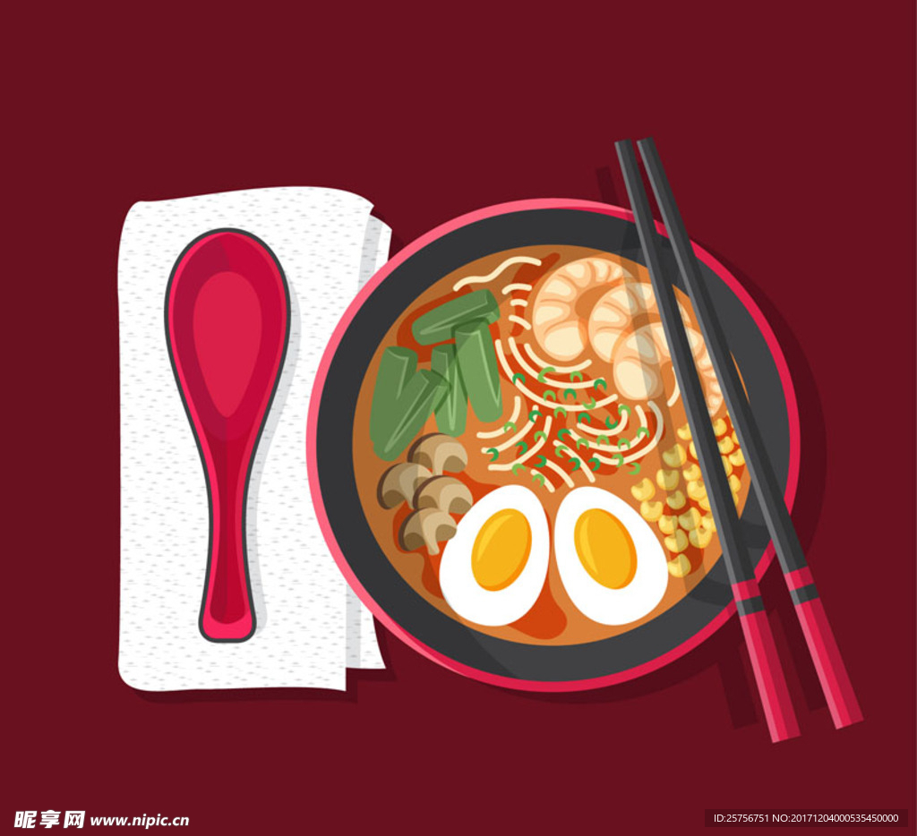 美味拉面矢量图