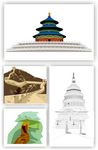 矢量建筑景观 中国长城矢量天坛