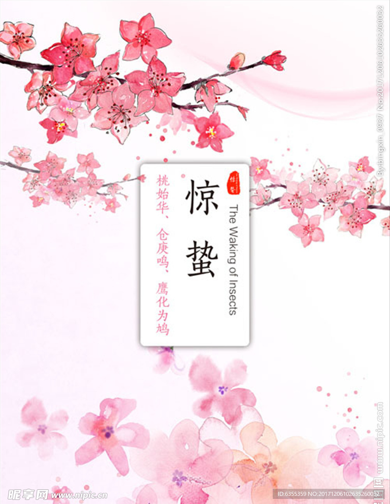 惊蛰 桃花季节 桃花素材海报