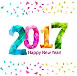 炫彩色块层叠字体设计新年海报