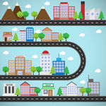 手绘城市道路
