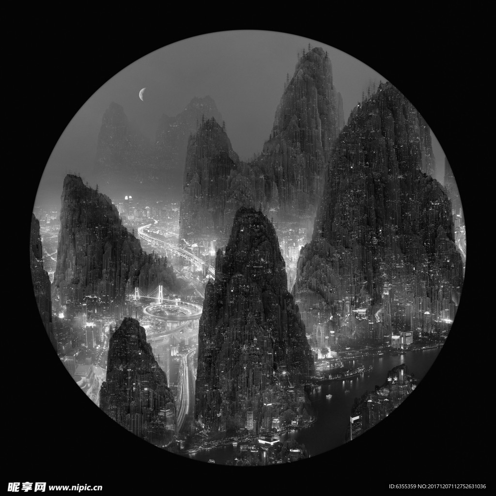 杨泳梁手绘画 中国风水墨画 山