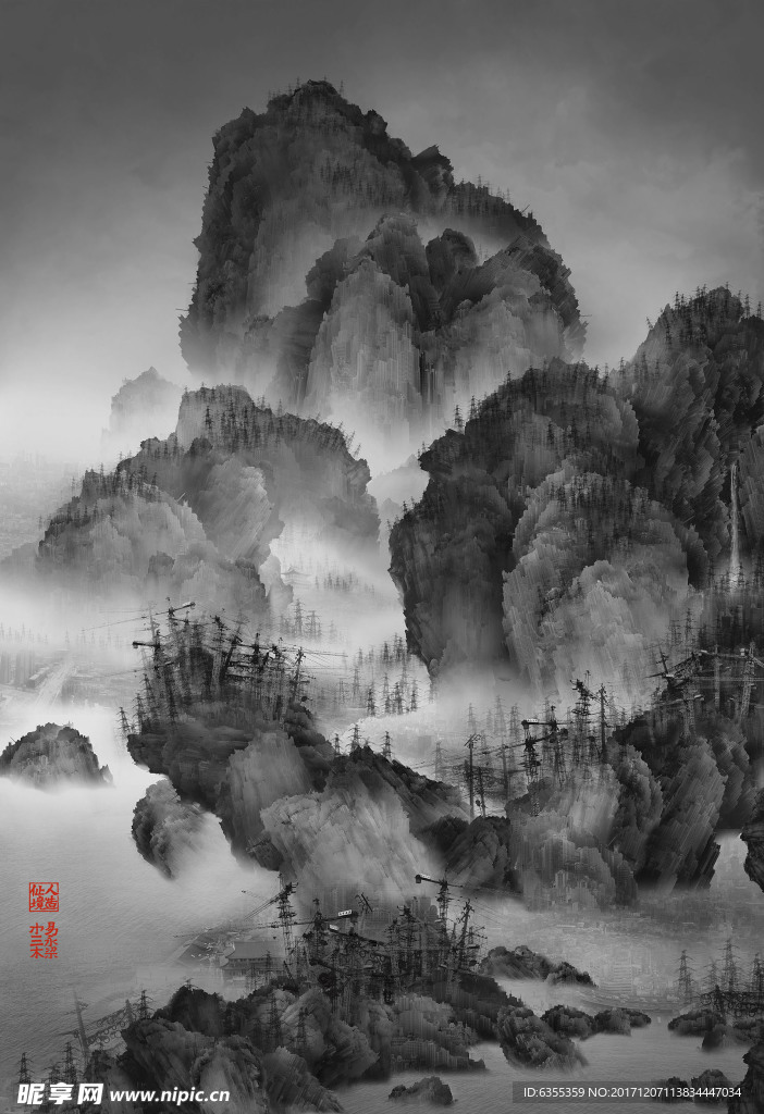 杨泳梁手绘画  中国风水墨画