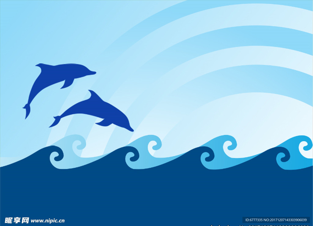 矢量大海 海豚 浪花
