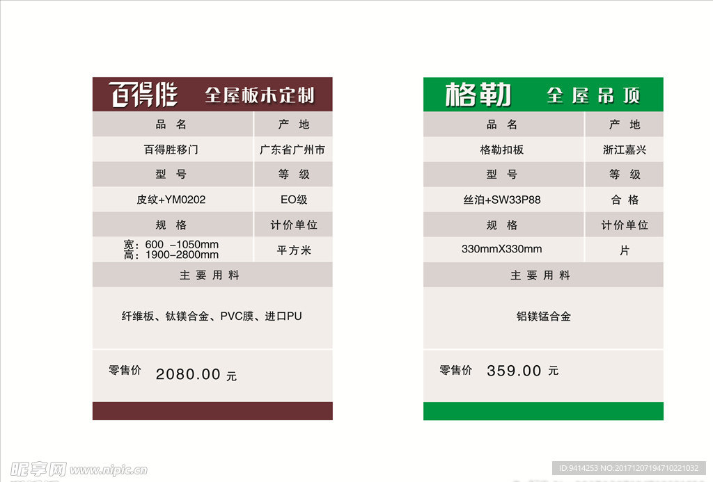 价格签