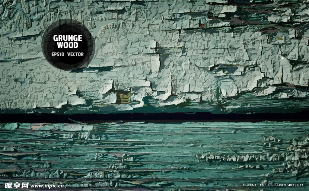 绿色破旧木板背景矢量素材