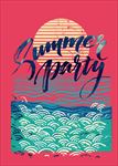 手绘夏日海浪海天一色文艺海报