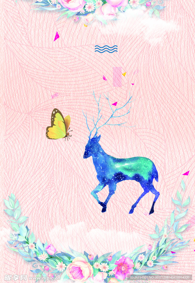 蓝色鹿海报