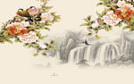 花开富贵牡丹电视背景墙