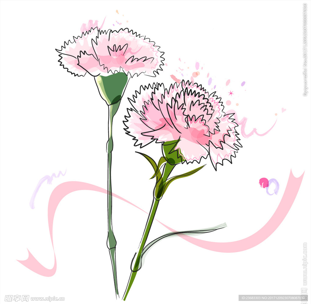 水彩花卉矢量图