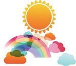 太阳彩虹云朵矢量素材