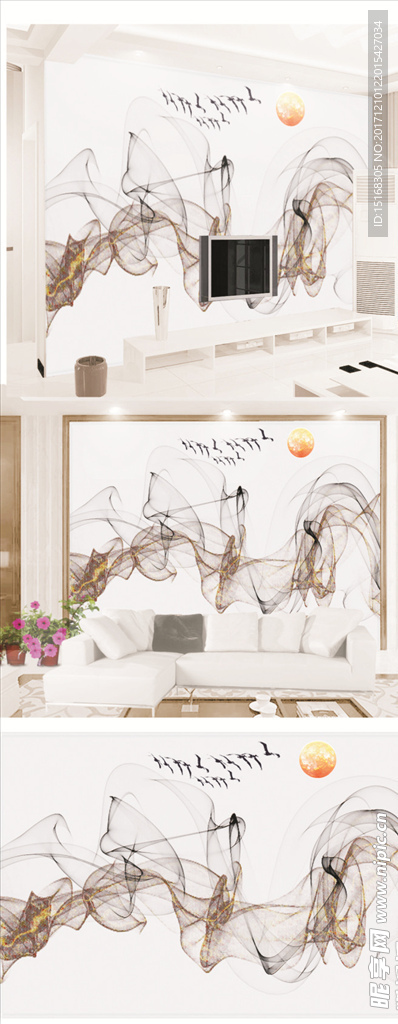 简约3D立体新中式抽象画