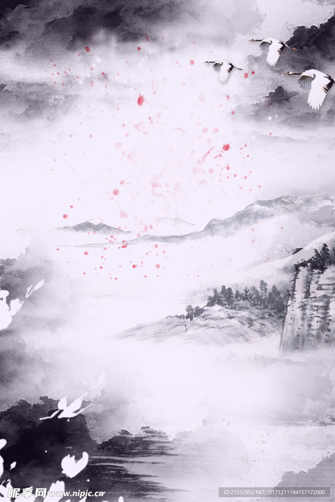 中国风水墨山水背景