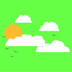 太阳白云大雁矢量图