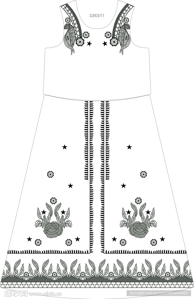 印花长裙设计 数码印花设计