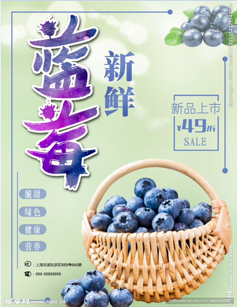 蓝莓新鲜上市海报