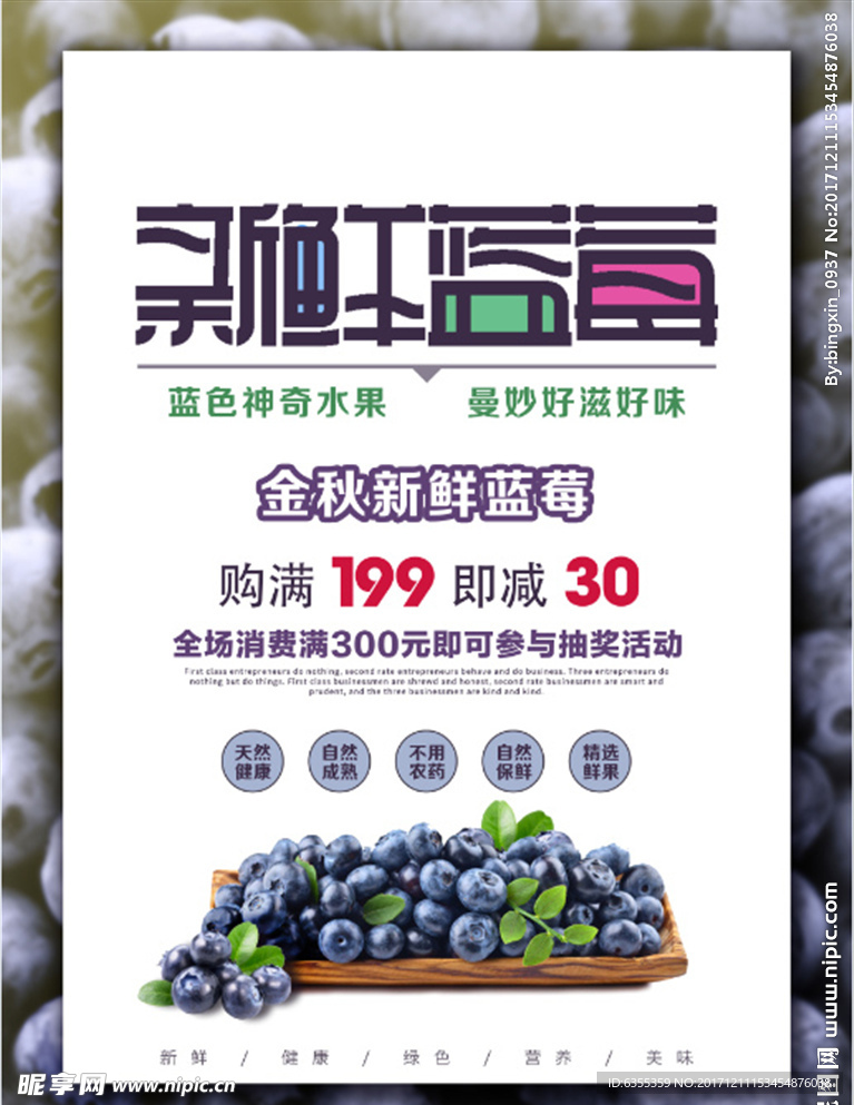 蓝莓新鲜上市海报