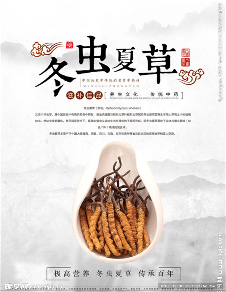 名贵养生药材冬虫夏草广告