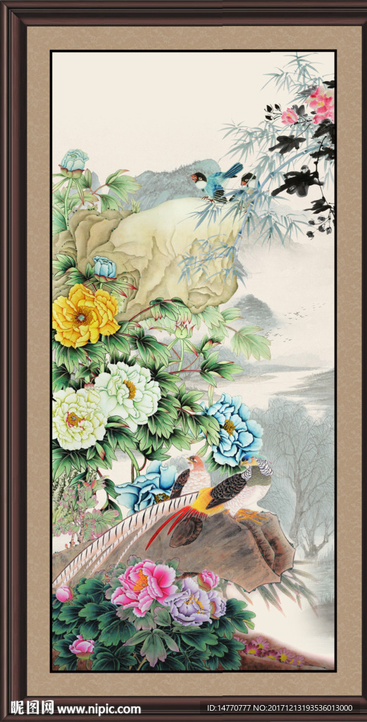 花鸟牡丹图