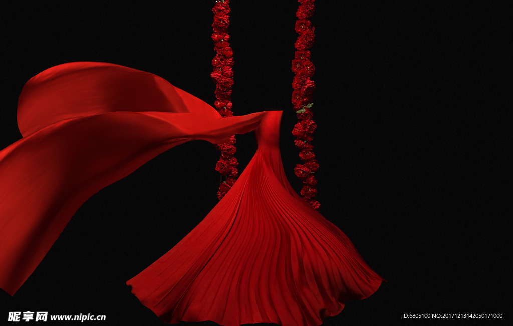 红色影楼婚纱分层素材