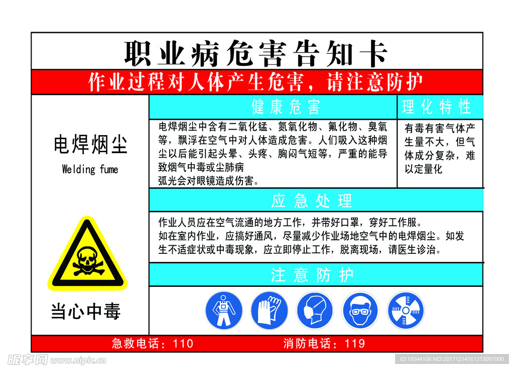 职业病危害告知卡之电焊烟尘