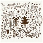 手绘新年涂鸦元素集合