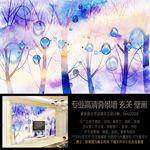 炫彩涂鸦水彩树 艺术背景墙