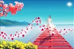 美女 花瓣
