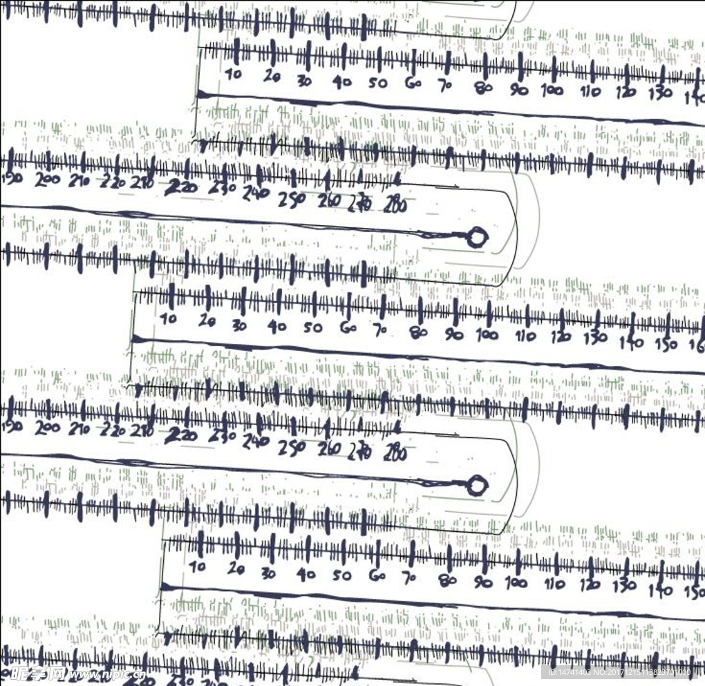 抽象密集曲线表现刻度尺矢量图案