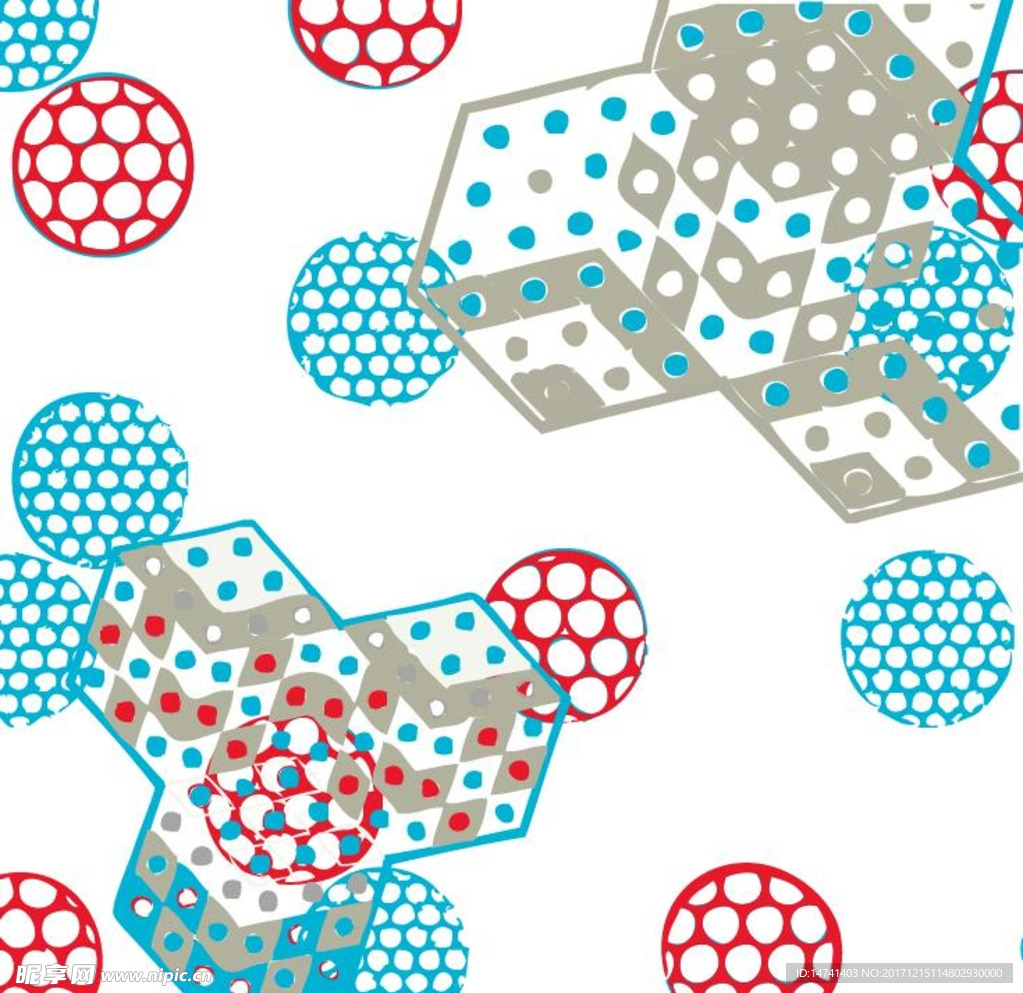 抽象幻想平面错觉立体感矢量图案
