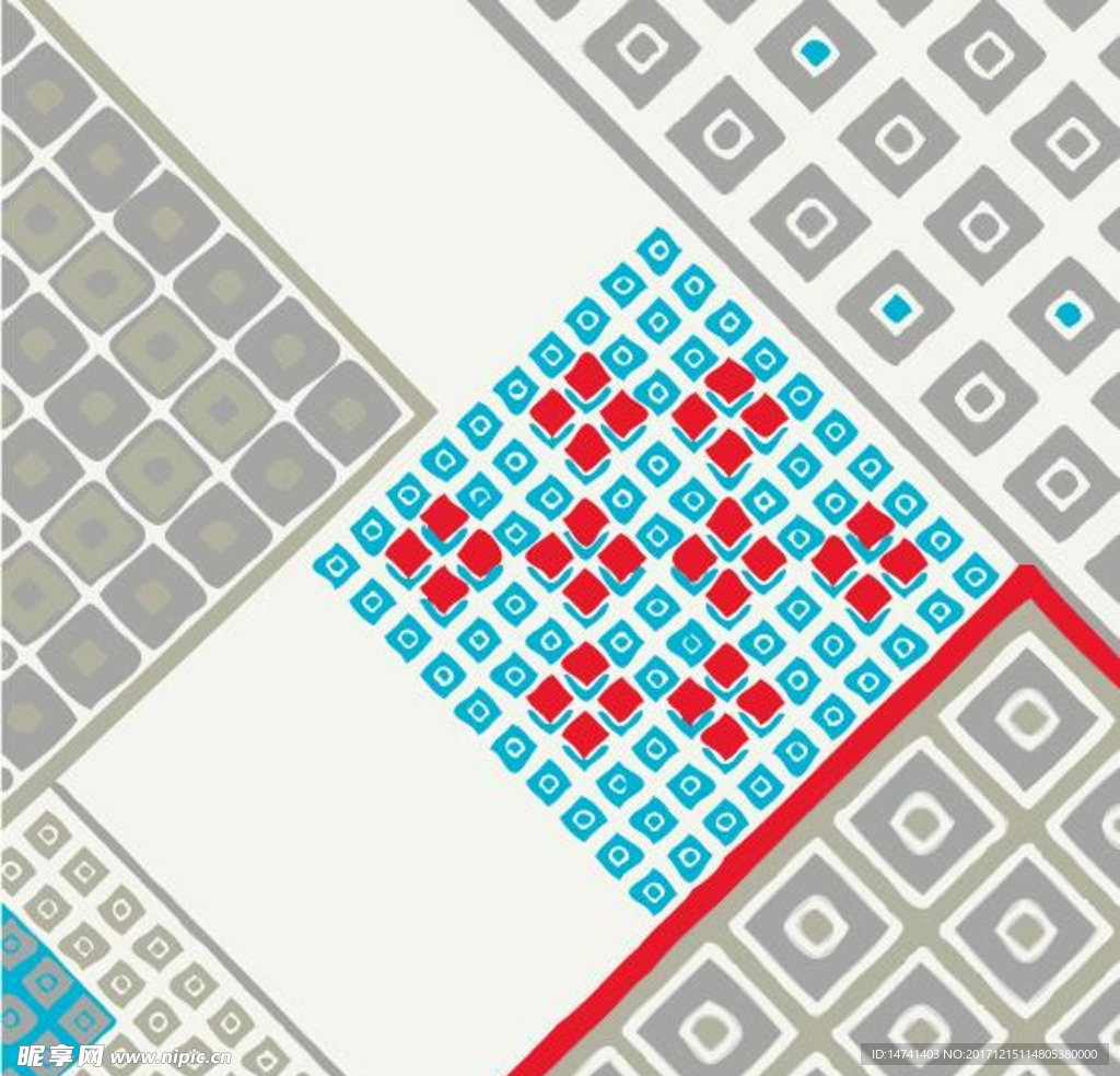 几何体斜排地毯风格排布图案矢量