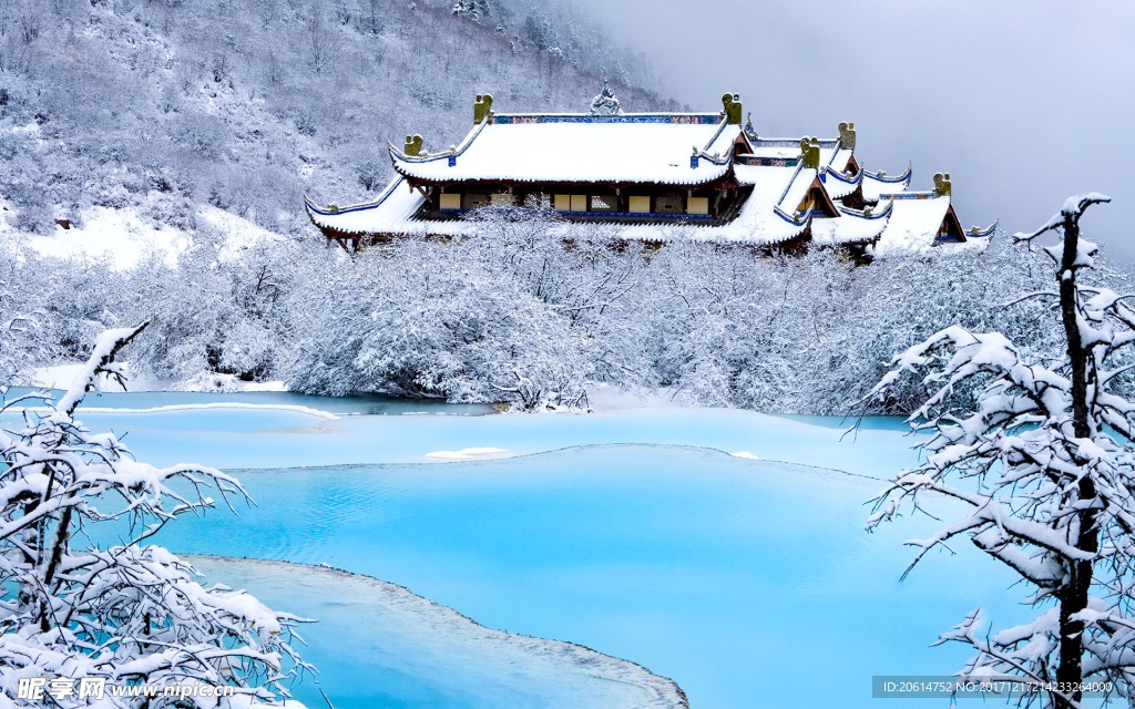 冬日里的湖泊风景