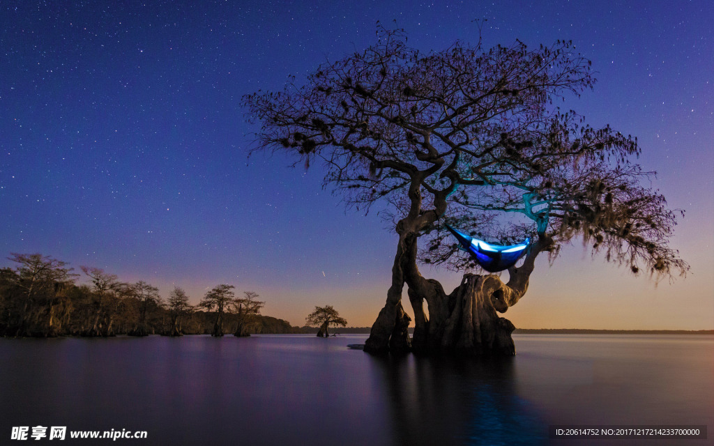 夜色下的河道风景