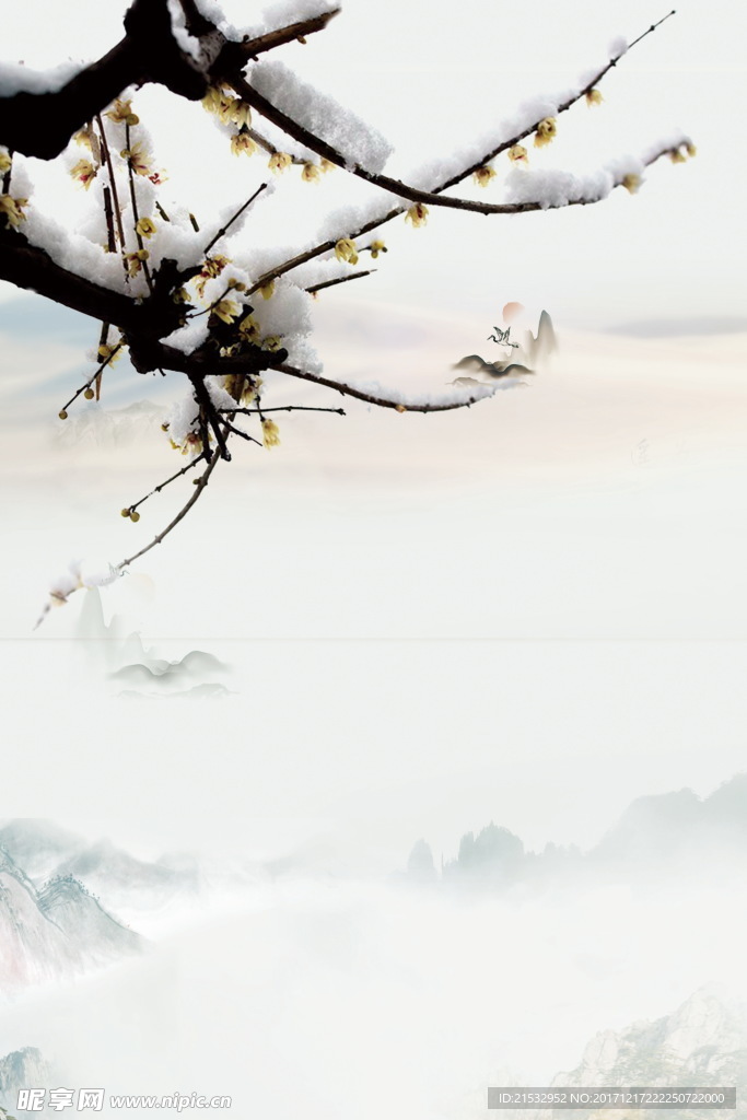 水墨冬季简洁背景