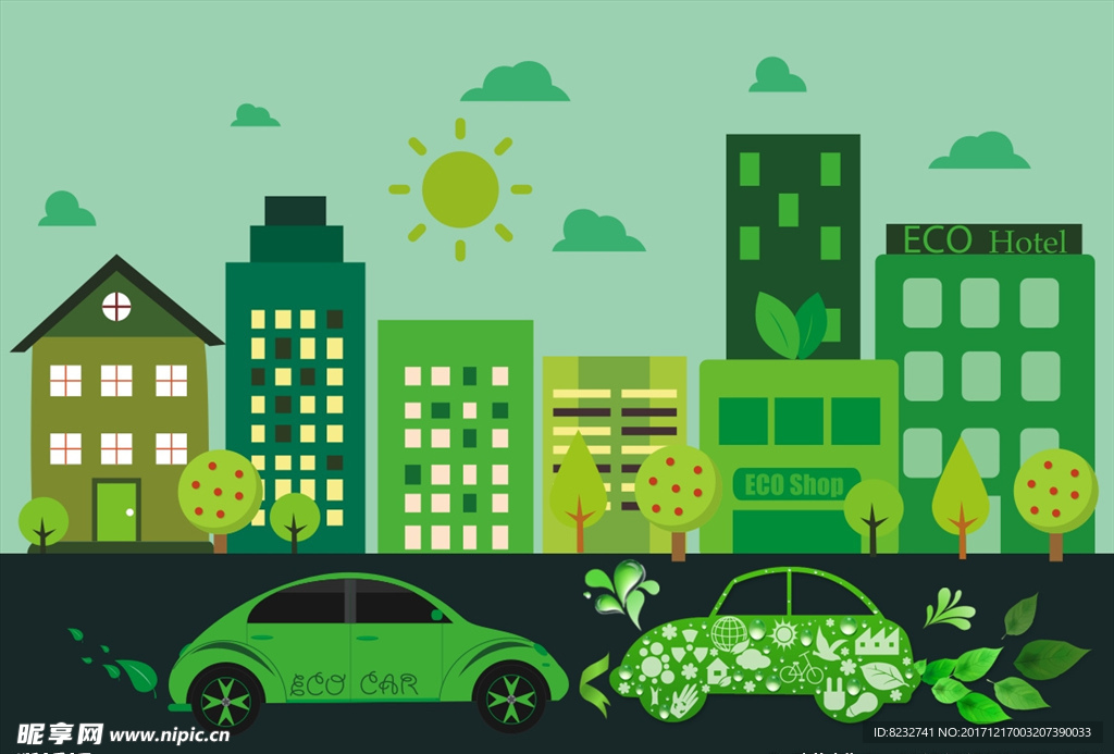 城市 楼房 汽车 低碳环保