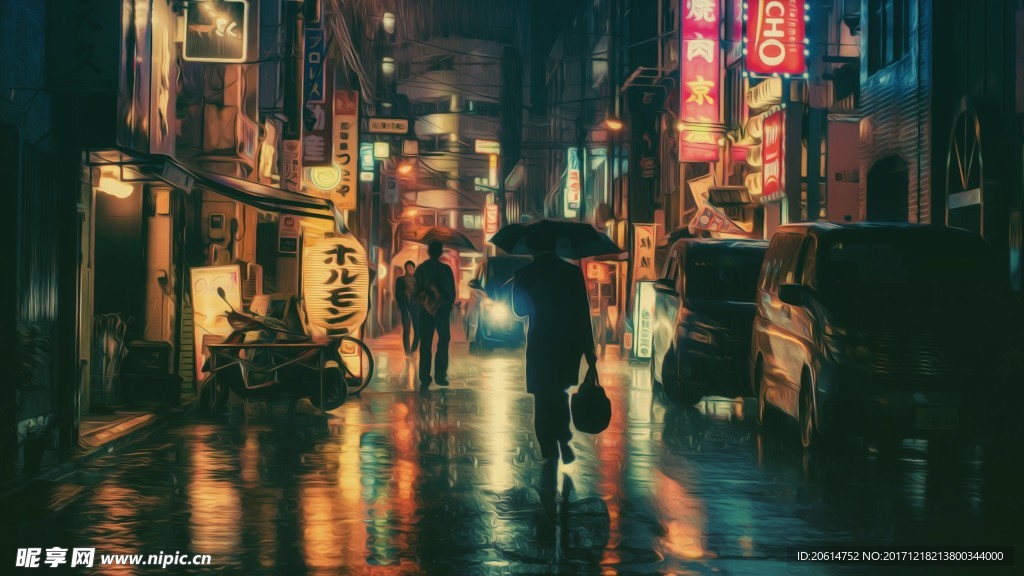 夜色下的城市街道