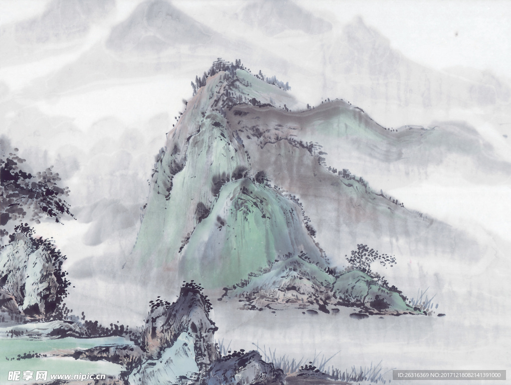 中式山水工笔画