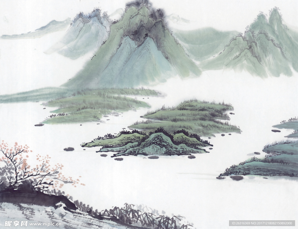 中式山水工笔画
