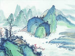 中式山水工笔画