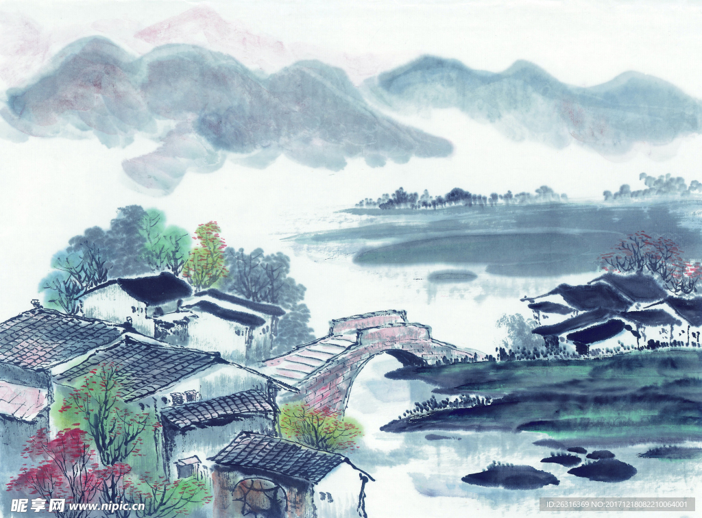 中式山水工笔画