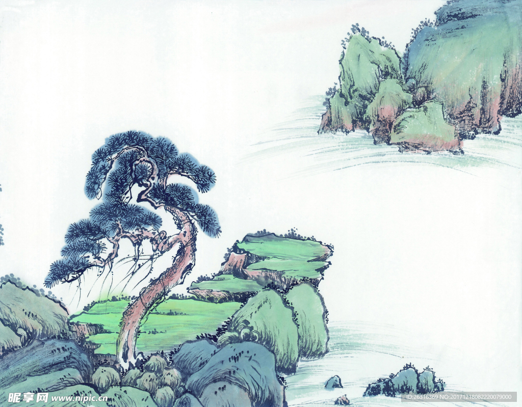 中式山水工笔画