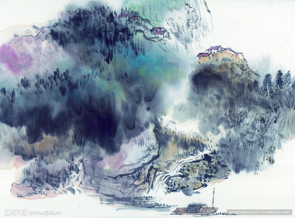 中式山水工笔画