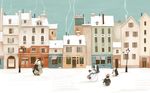 3D卡通冬季雪人屋舍背景墙
