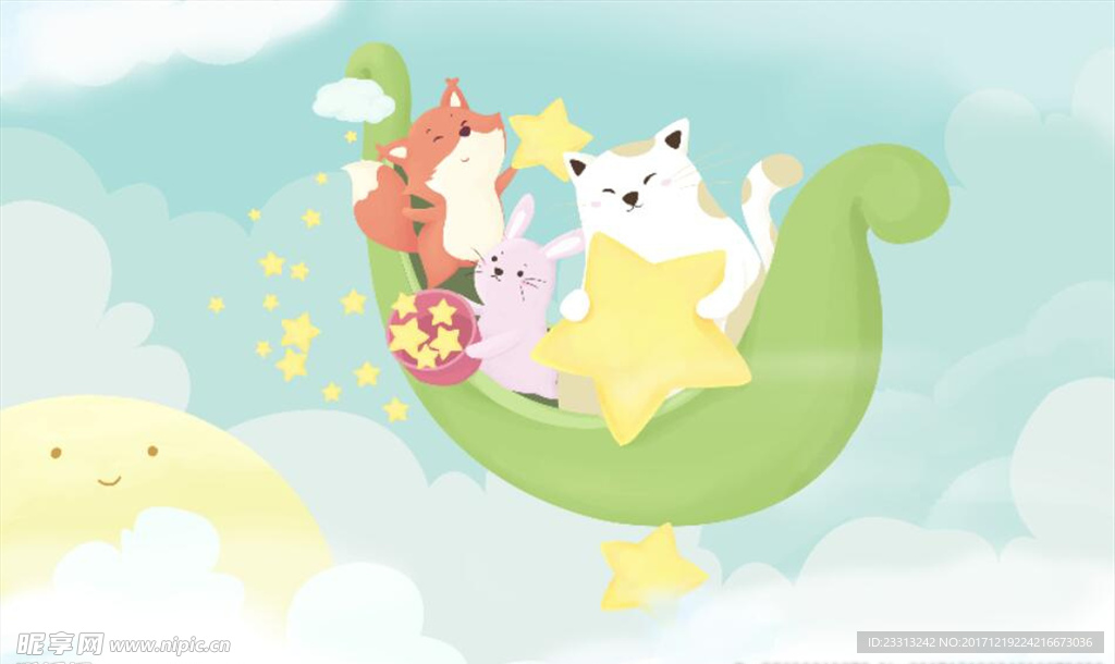 卡通风手绘背景墙