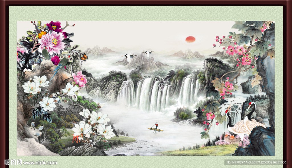 山水国画 仙鹤图