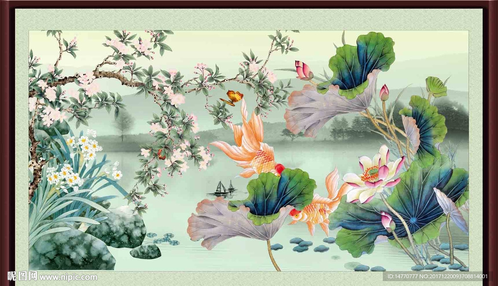 花鸟九鱼图