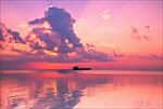 海面上的美丽的夕阳