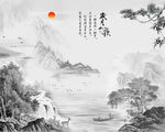新中式水墨山水背景墙岁月如歌