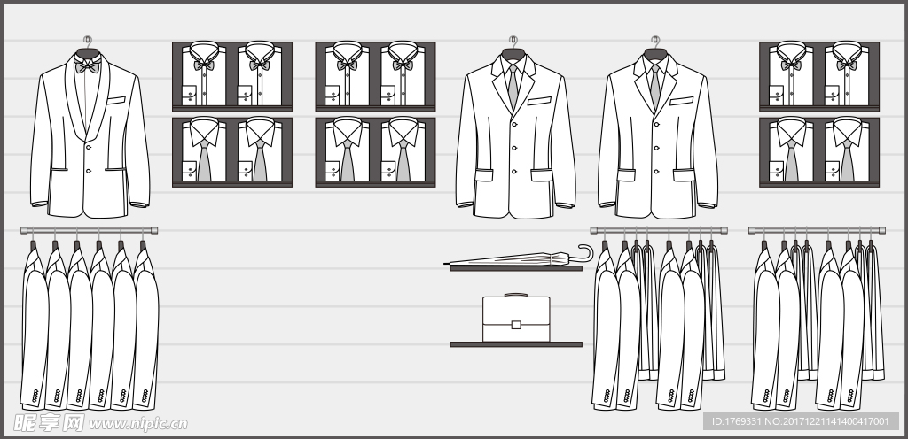 服装陈列黑白立面图